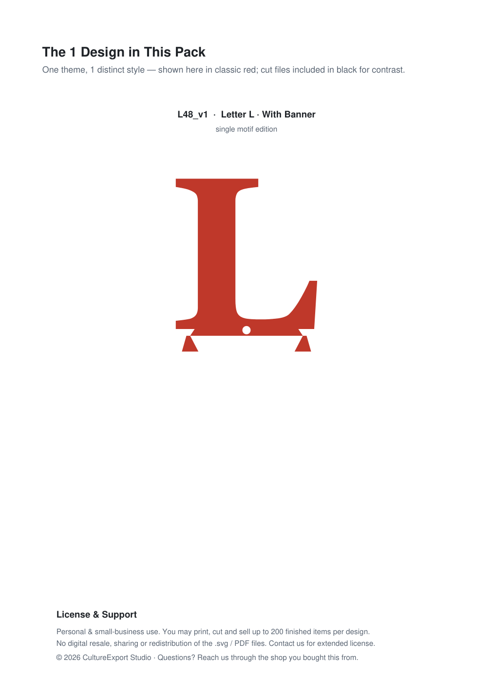 Letter L Banner Paper Cut - Free SVG + PDF Pack - design
