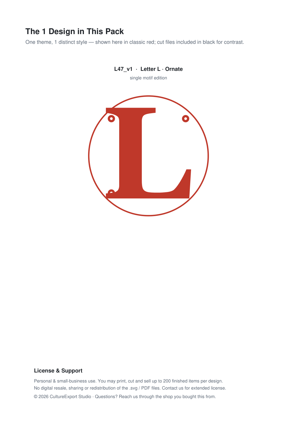 Letter L Ornate Paper Cut Panel - Free SVG + PDF Pack - design
