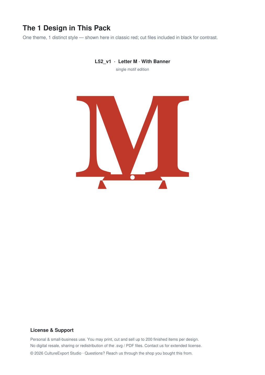 Letter M Banner Paper Cut - Free SVG + PDF Pack - design