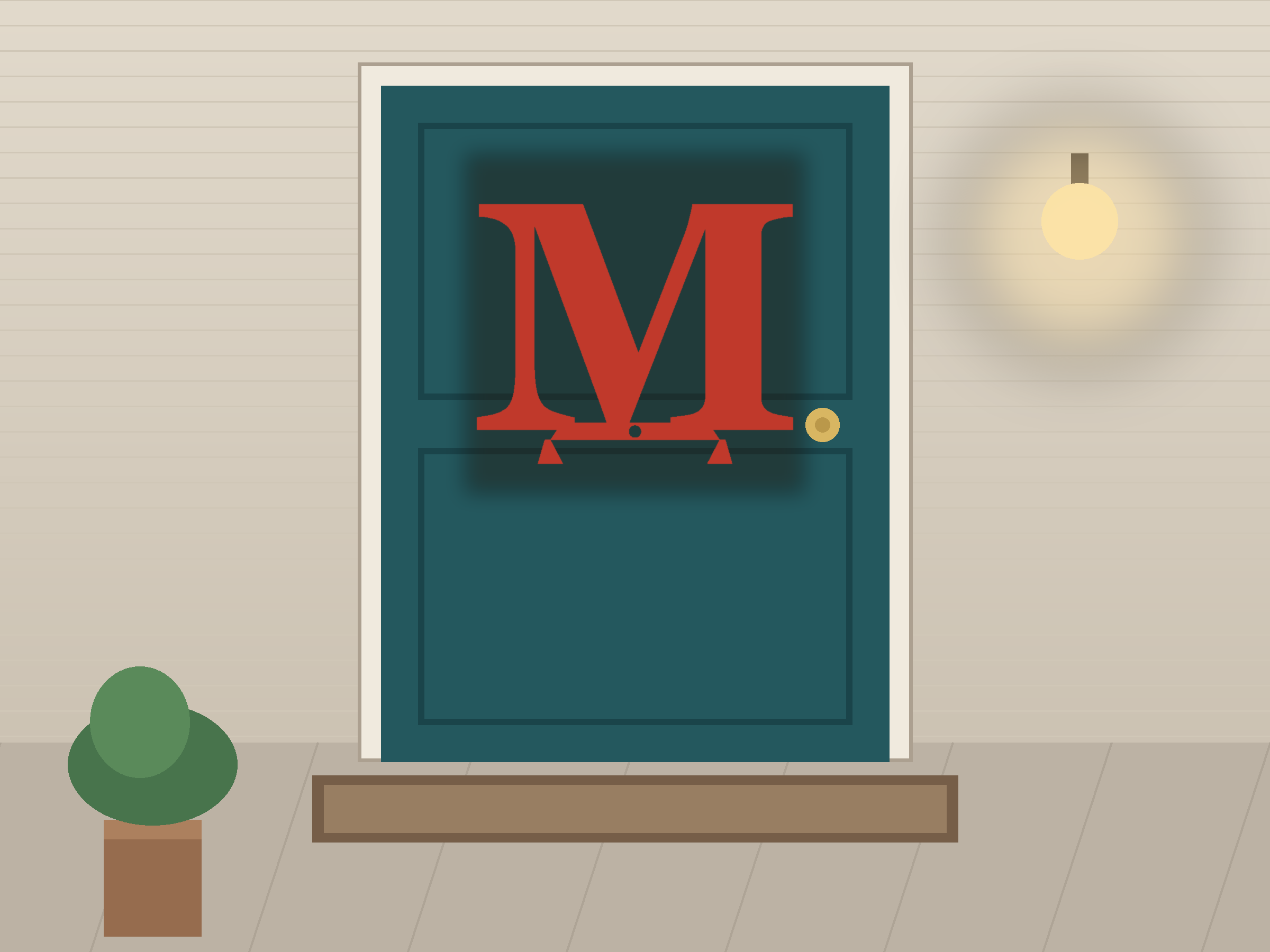 Letter M Banner Paper Cut - Free SVG + PDF Pack - on a desk