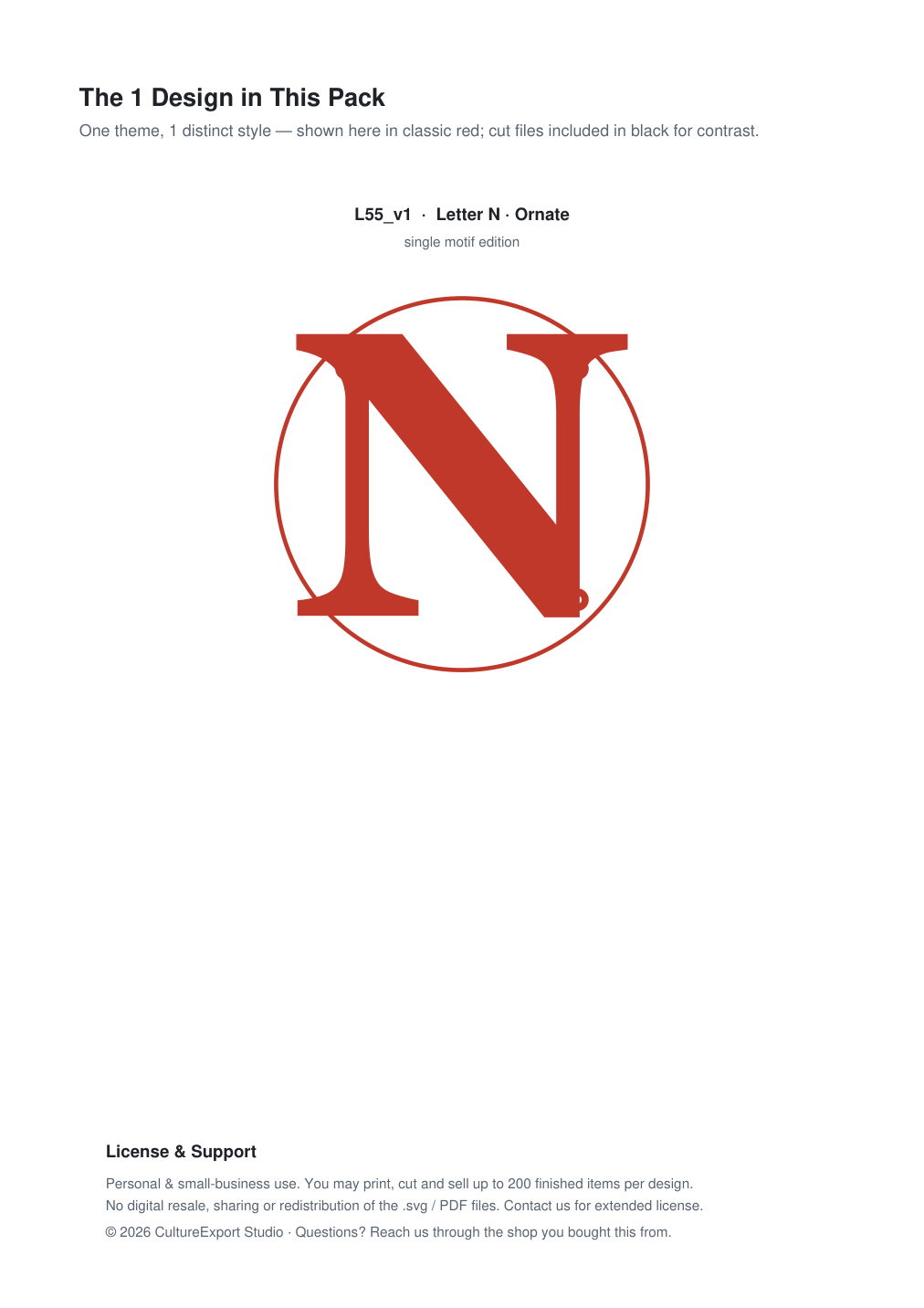 Letter N Ornate Paper Cut Panel - Free SVG + PDF Pack - design