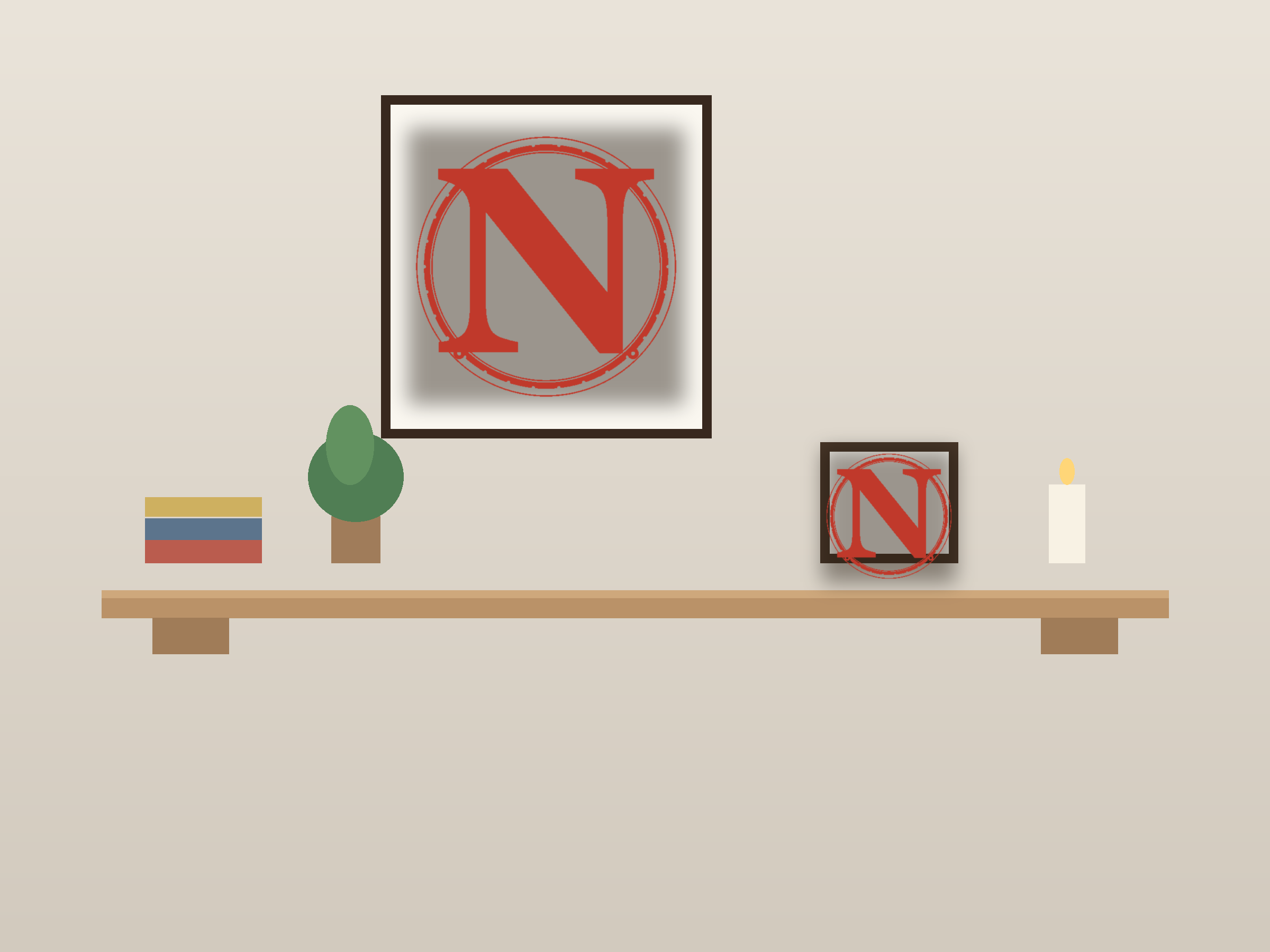 Letter N Window Roundel Paper Cut - Free SVG + PDF Pack - on a desk
