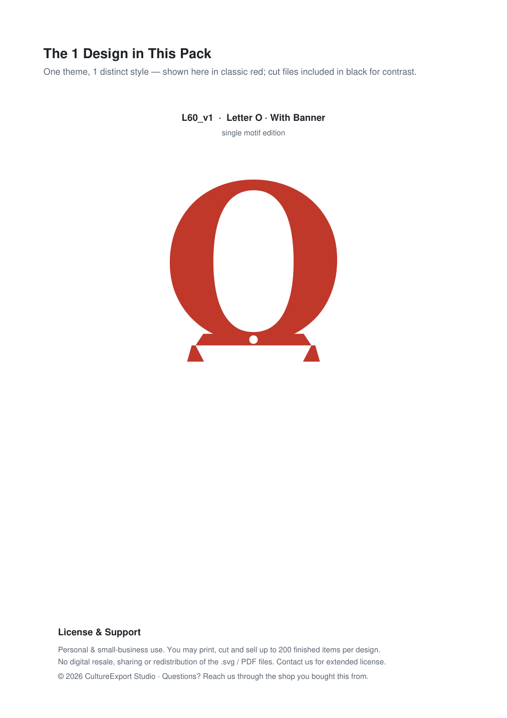 Letter O Banner Paper Cut - Free SVG + PDF Pack - design