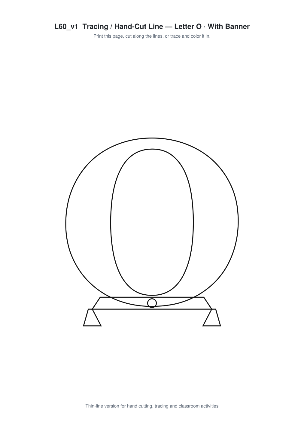 Letter O Banner Paper Cut - Free SVG + PDF Pack - line art