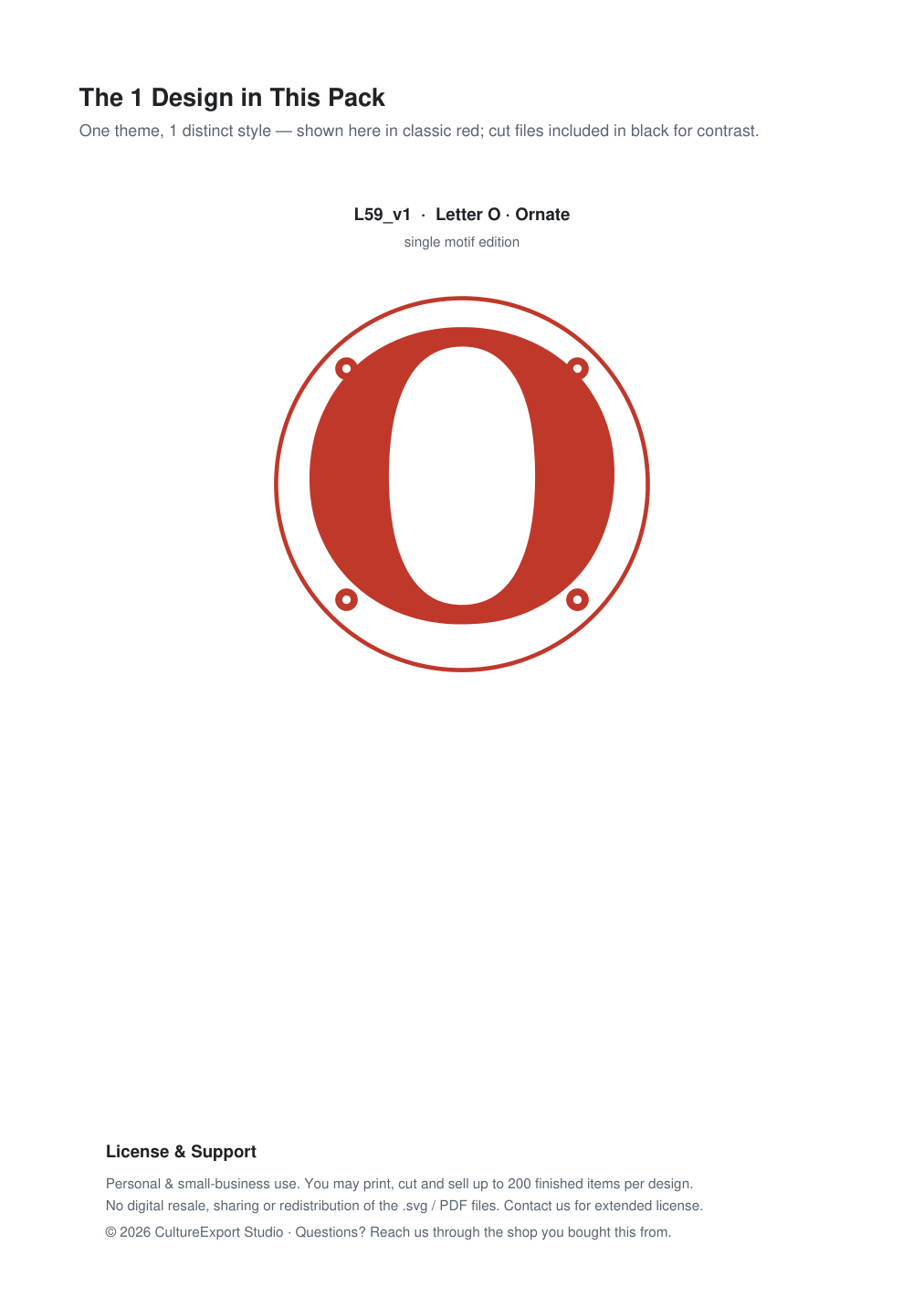 Letter O Ornate Paper Cut Panel - Free SVG + PDF Pack - design