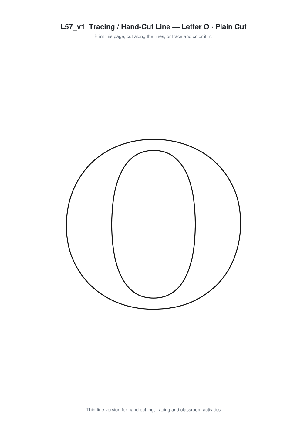 Letter O Paper Cut Template - Free SVG + PDF Pack - line art