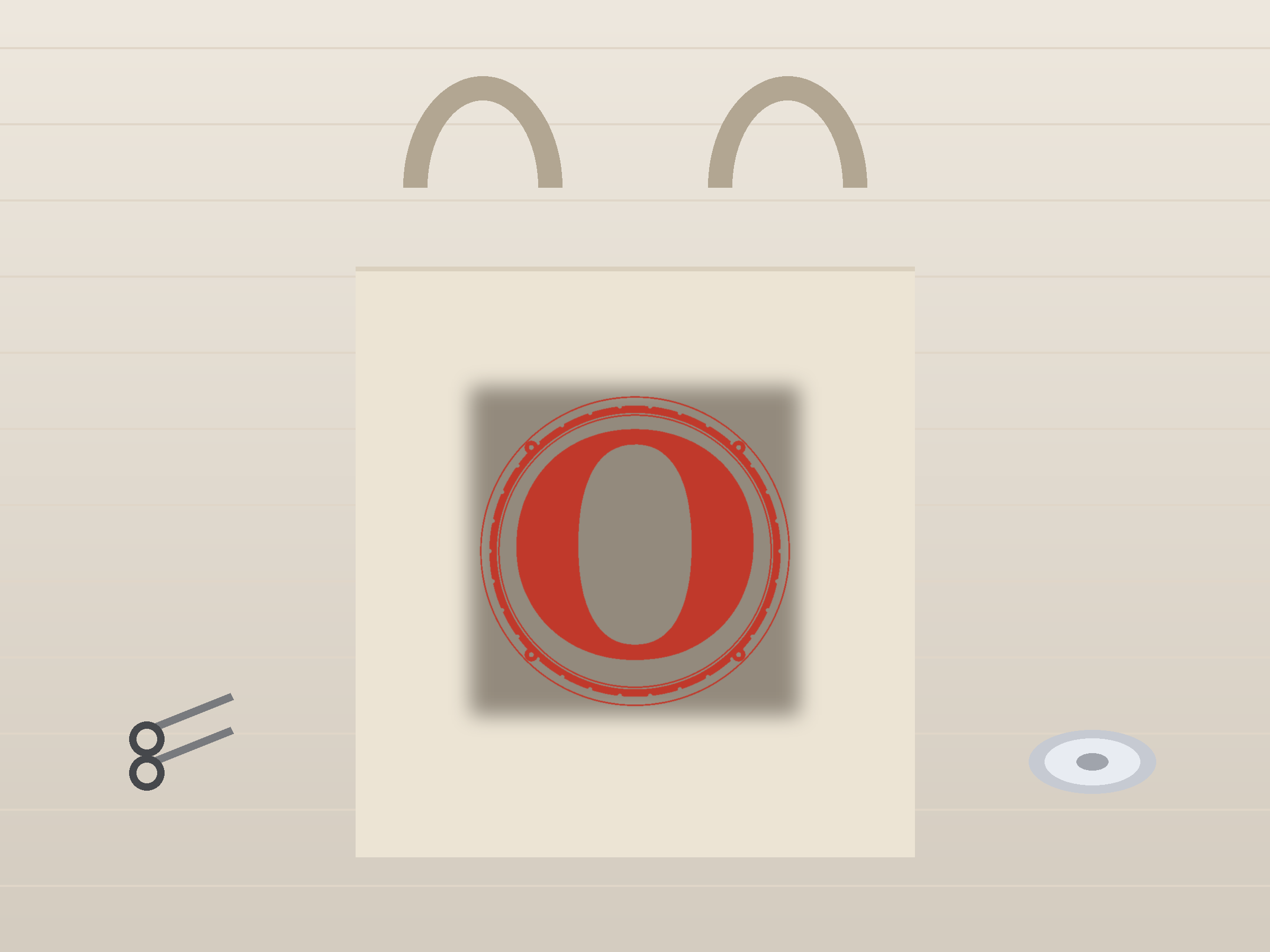 Letter O Window Roundel Paper Cut - Free SVG + PDF Pack - on a desk