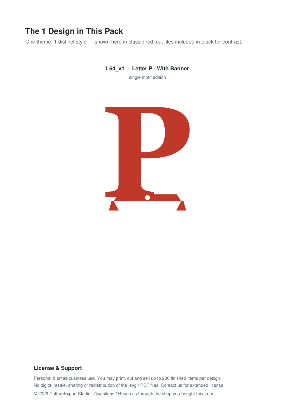 Letter P Banner Paper Cut - Free SVG + PDF Pack - design