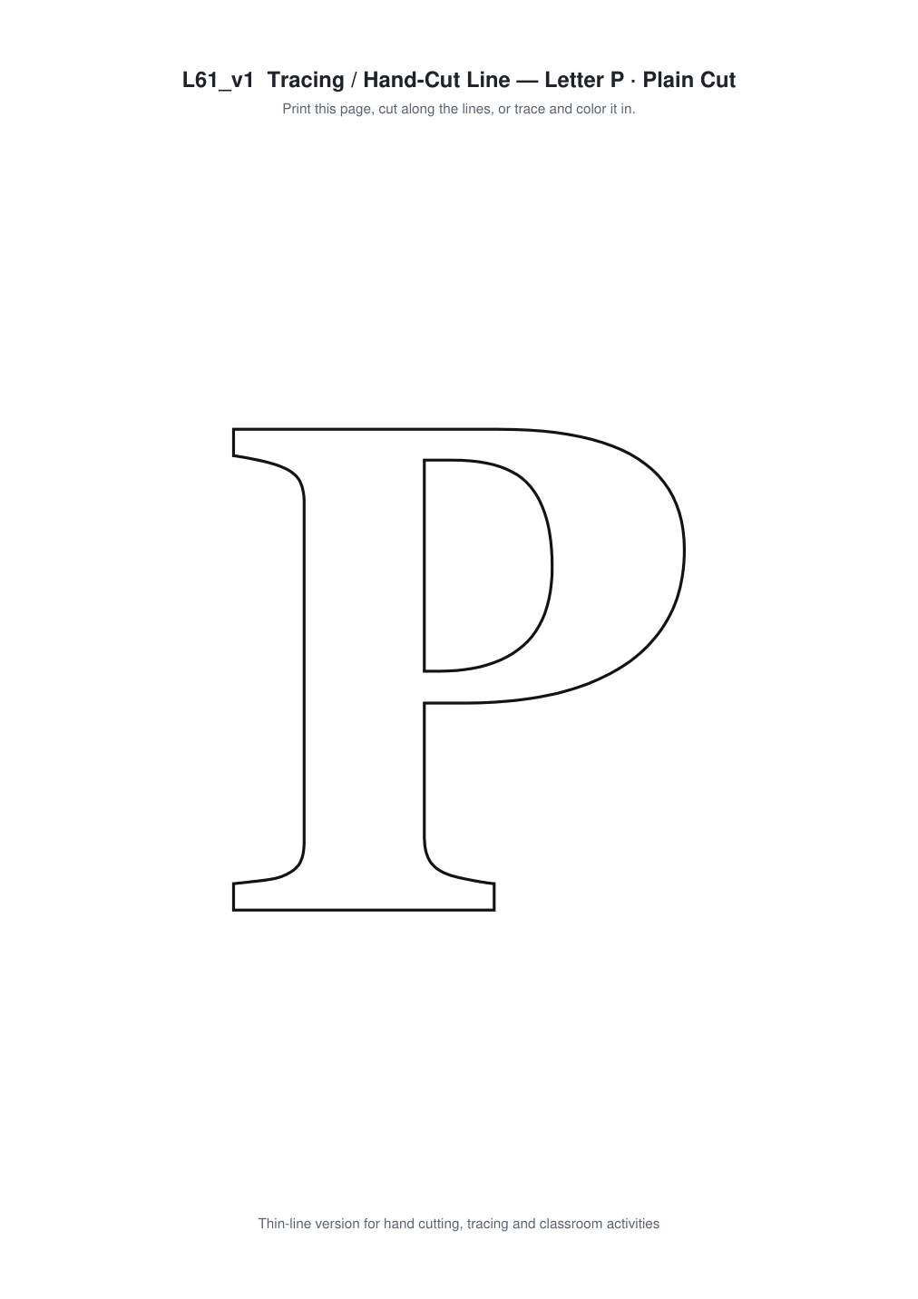 Letter P Paper Cut Template - Free SVG + PDF Pack - line art