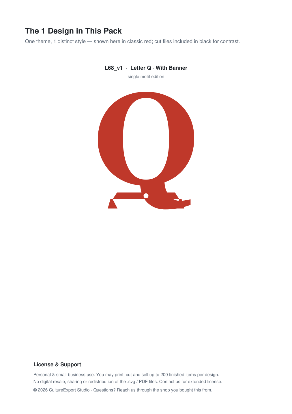 Letter Q Banner Paper Cut - Free SVG + PDF Pack - design