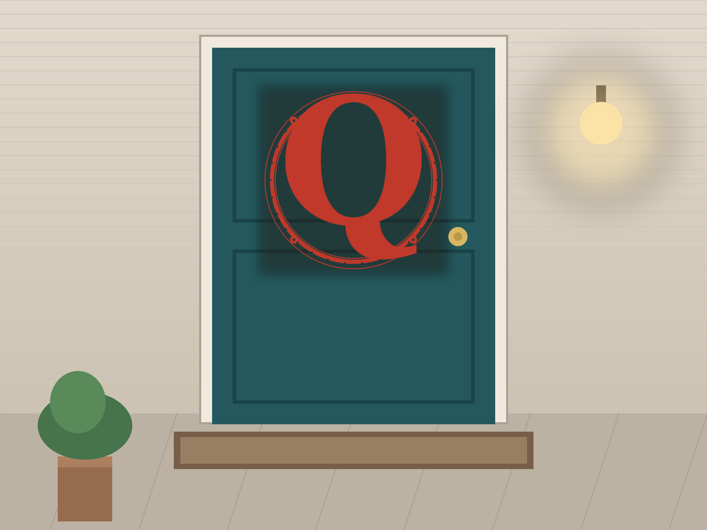 Letter Q Window Roundel Paper Cut - Free SVG + PDF Pack - on a desk