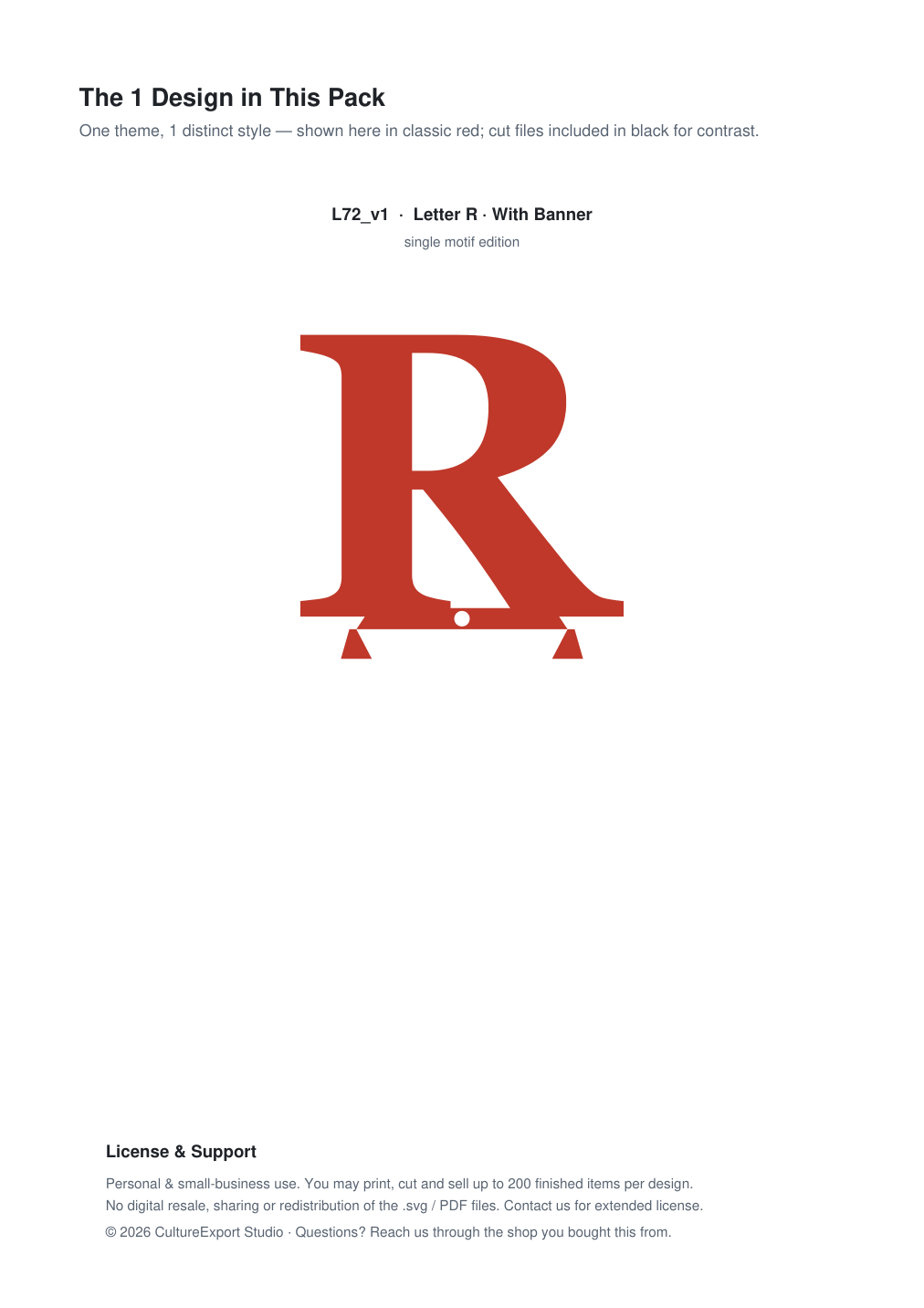 Letter R Banner Paper Cut - Free SVG + PDF Pack - design