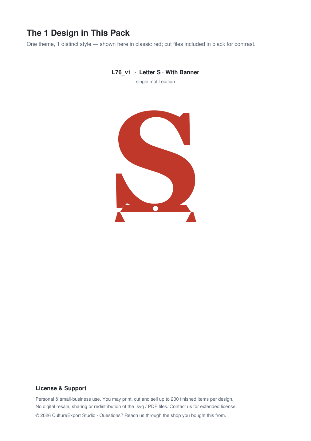 Letter S Banner Paper Cut - Free SVG + PDF Pack - design