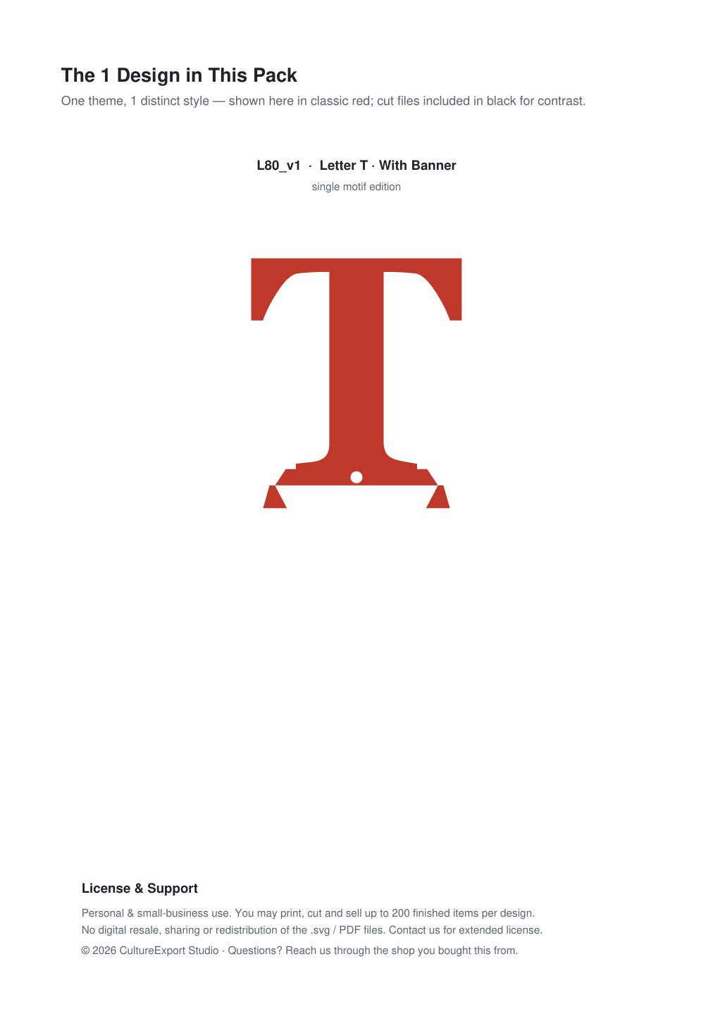 Letter T Banner Paper Cut - Free SVG + PDF Pack - design