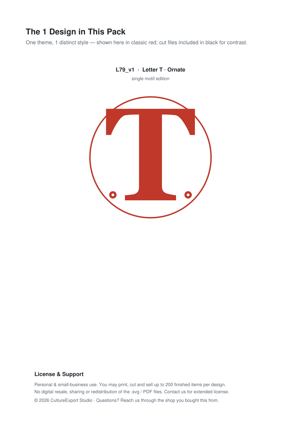 Letter T Ornate Paper Cut Panel - Free SVG + PDF Pack - design
