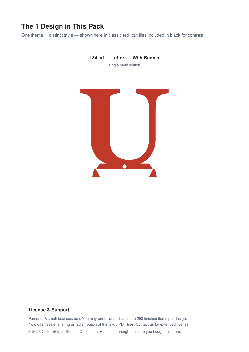 Letter U Banner Paper Cut - Free SVG + PDF Pack - design