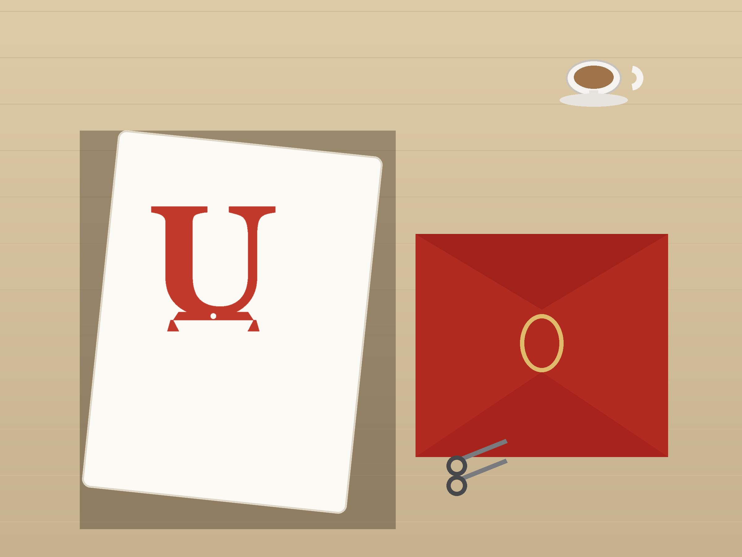 Letter U Banner Paper Cut - Free SVG + PDF Pack - on a desk
