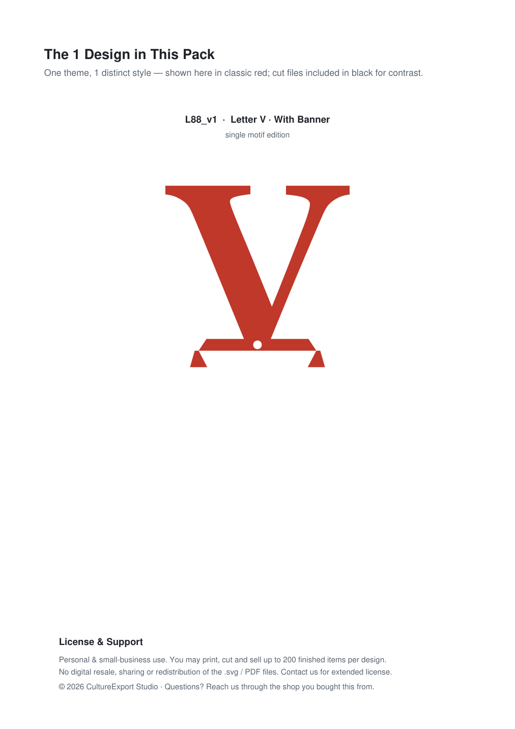Letter V Banner Paper Cut - Free SVG + PDF Pack - design