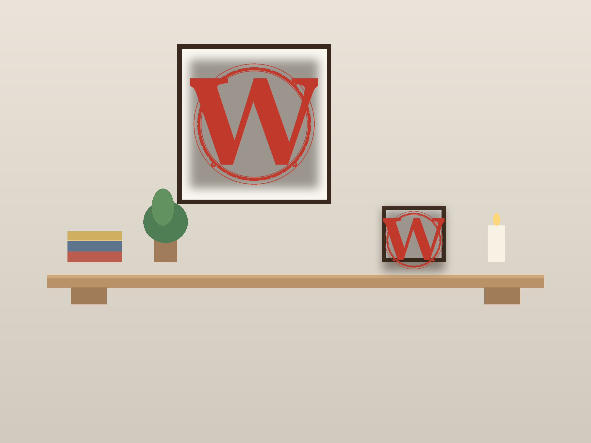 Letter W Window Roundel Paper Cut - Free SVG + PDF Pack - on a desk