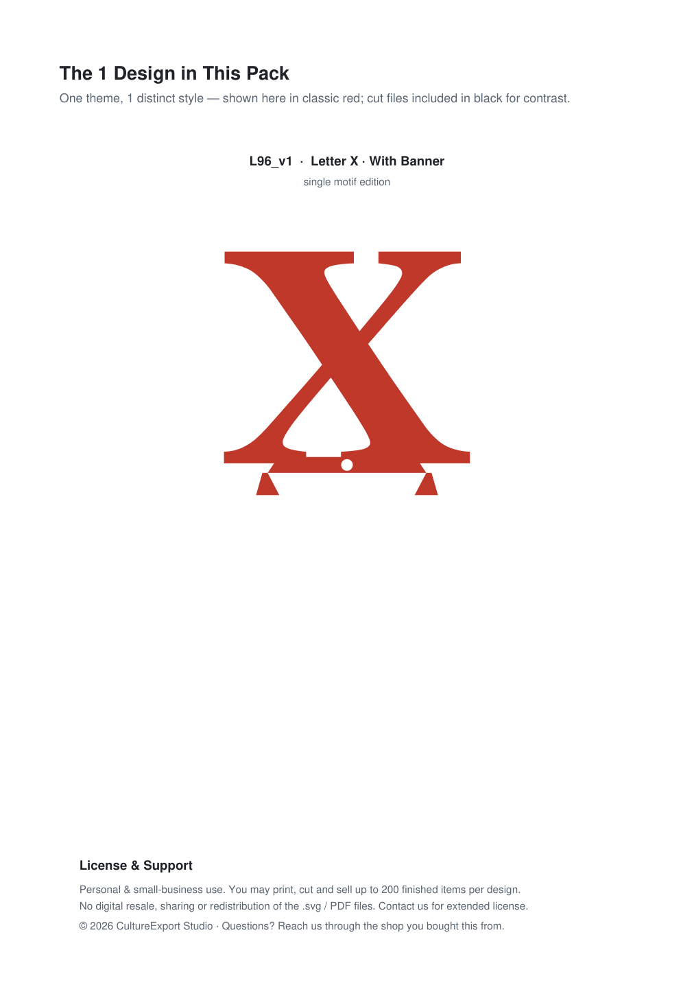 Letter X Banner Paper Cut - Free SVG + PDF Pack - design
