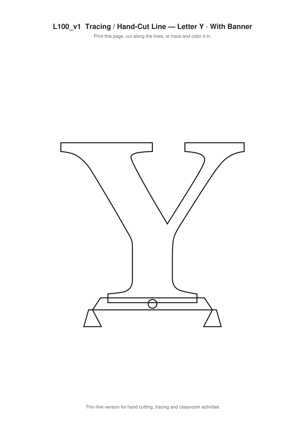 Letter Y Banner Paper Cut - Free SVG + PDF Pack - line art