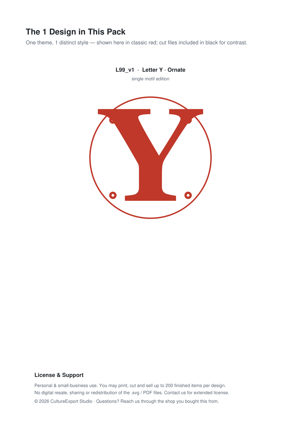 Letter Y Ornate Paper Cut Panel - Free SVG + PDF Pack - design