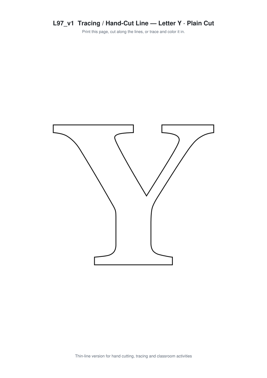 Letter Y Paper Cut Template - Free SVG + PDF Pack - line art