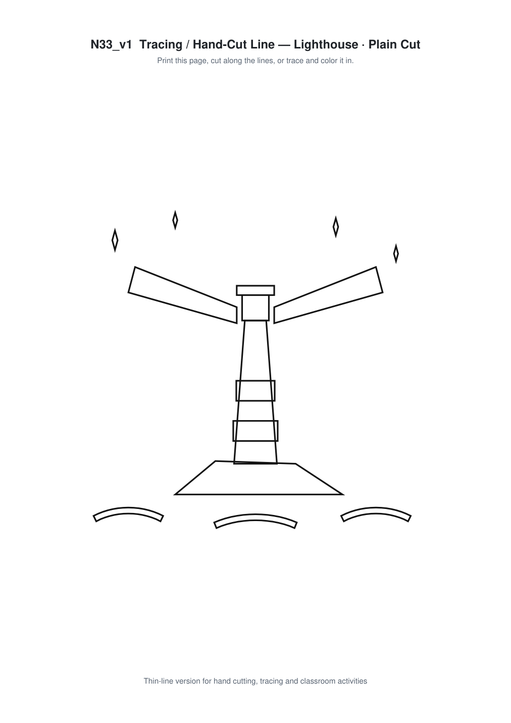 Lighthouse Paper Cut Template - Free SVG + PDF Pack - line art