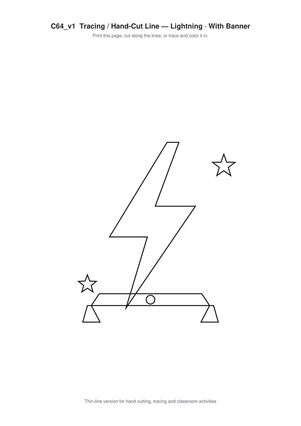 Lightning Banner Paper Cut - Free SVG + PDF Pack - line art