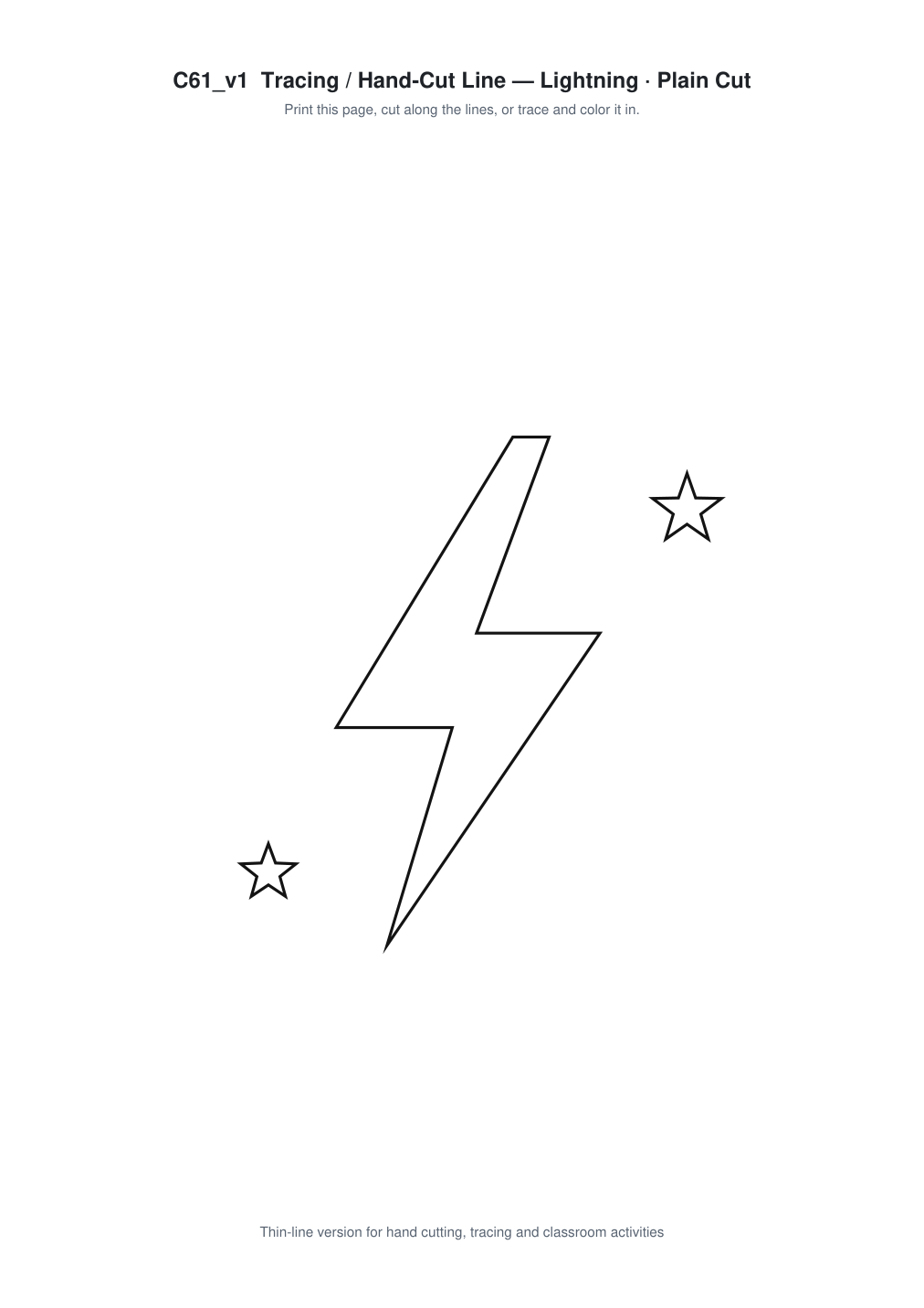 Lightning Paper Cut Template - Free SVG + PDF Pack - line art