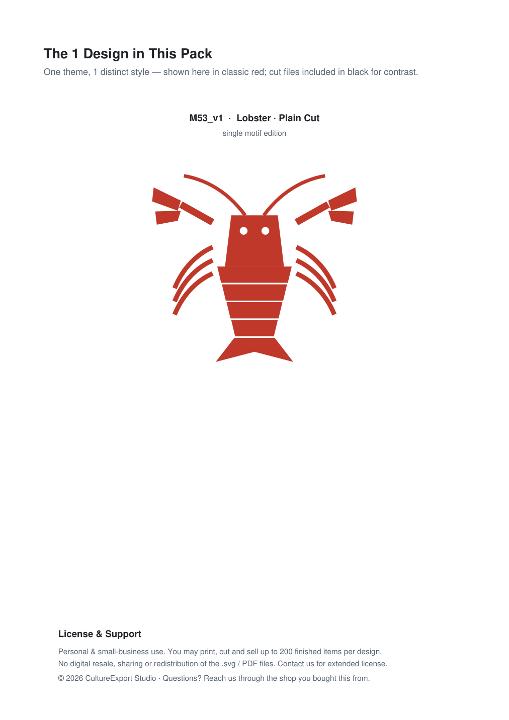 Lobster Paper Cut Template - Free SVG + PDF Pack - design