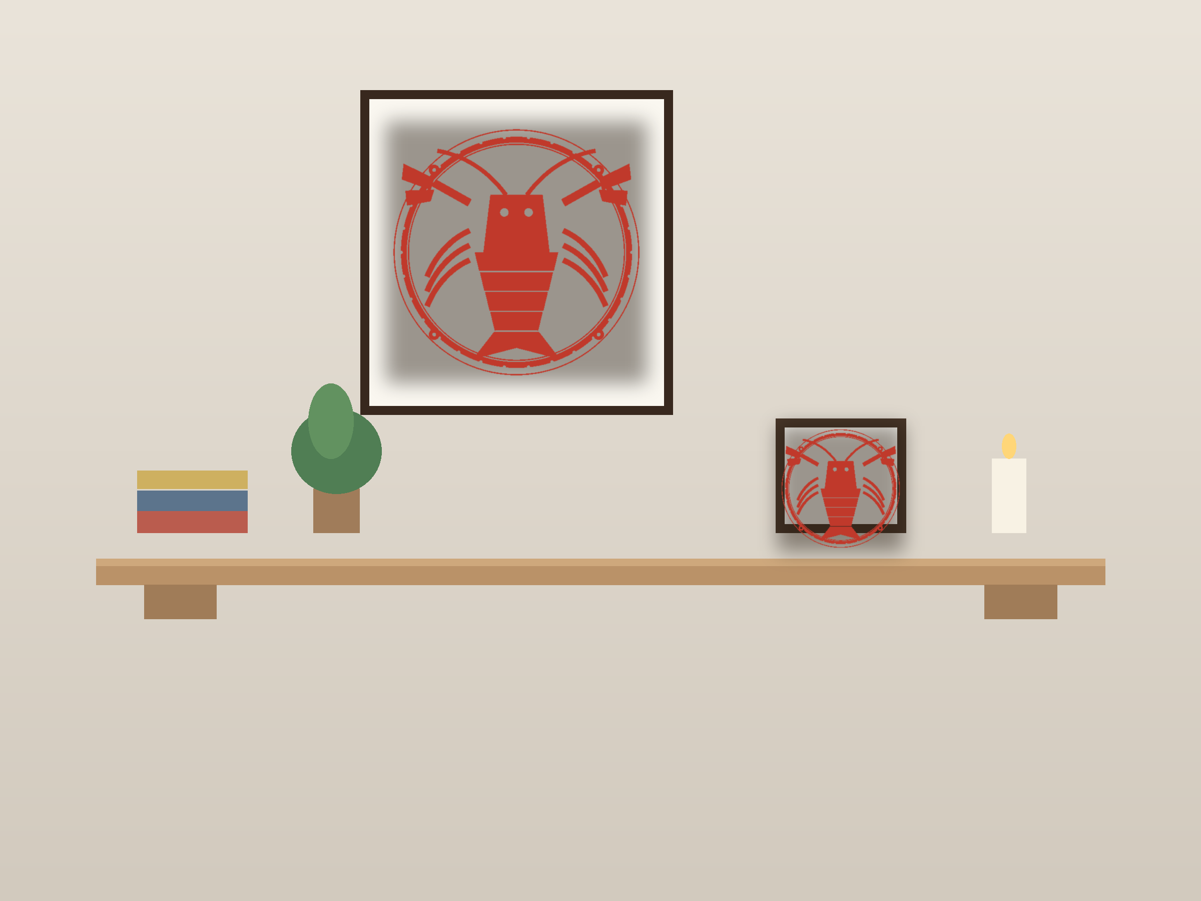 Lobster Window Roundel Paper Cut - Free SVG + PDF Pack - on a desk