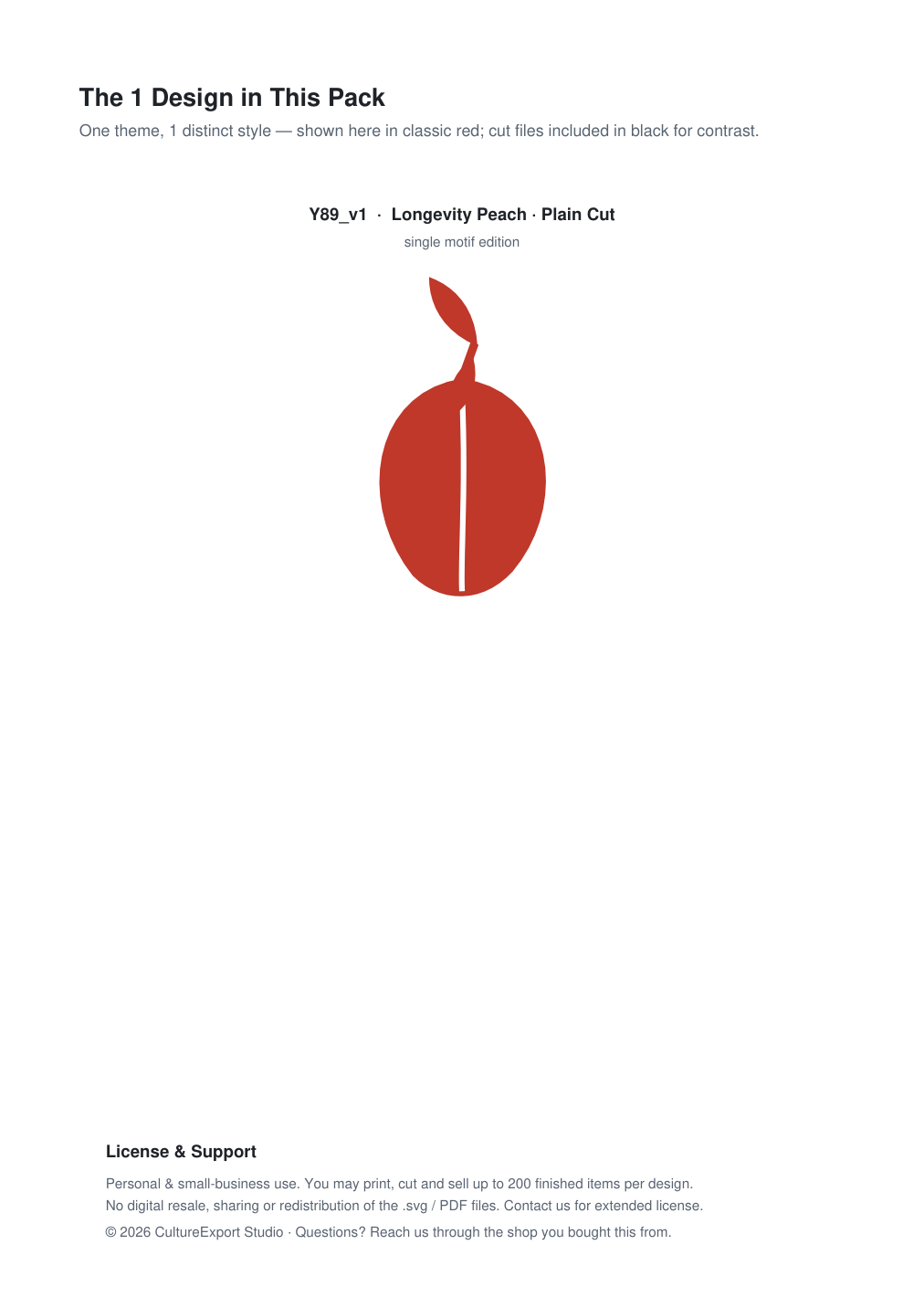 Longevity Peach Paper Cut Template - Free SVG + PDF Pack - design