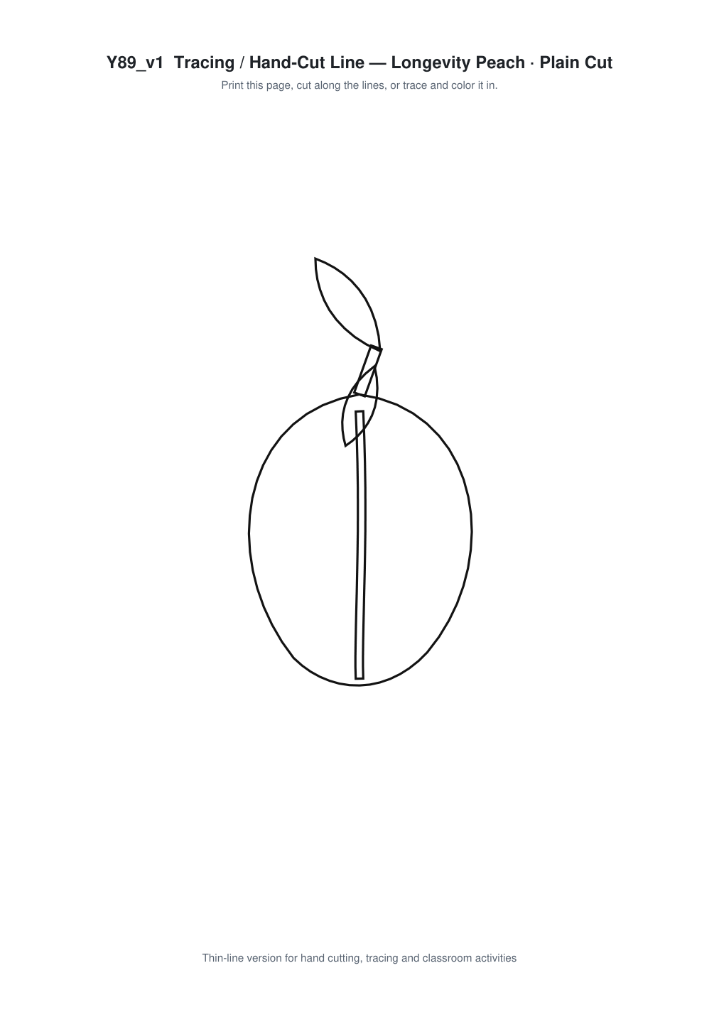 Longevity Peach Paper Cut Template - Free SVG + PDF Pack - line art