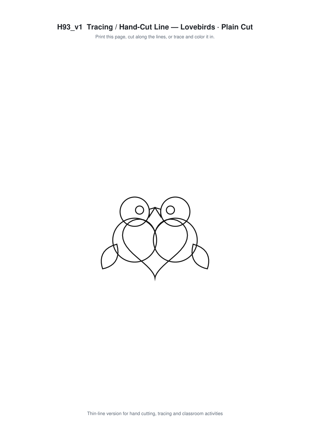 Lovebirds Paper Cut Template - Free SVG + PDF Pack - line art