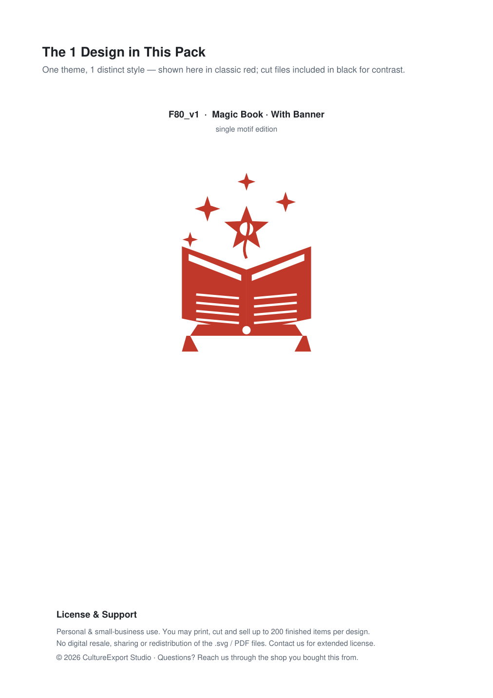 Magic Book Banner Paper Cut - Free SVG + PDF Pack - design