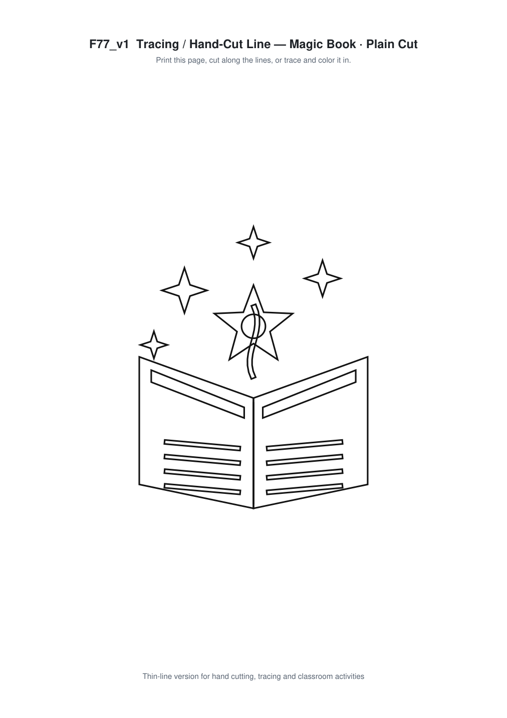 Magic Book Paper Cut Template - Free SVG + PDF Pack - line art