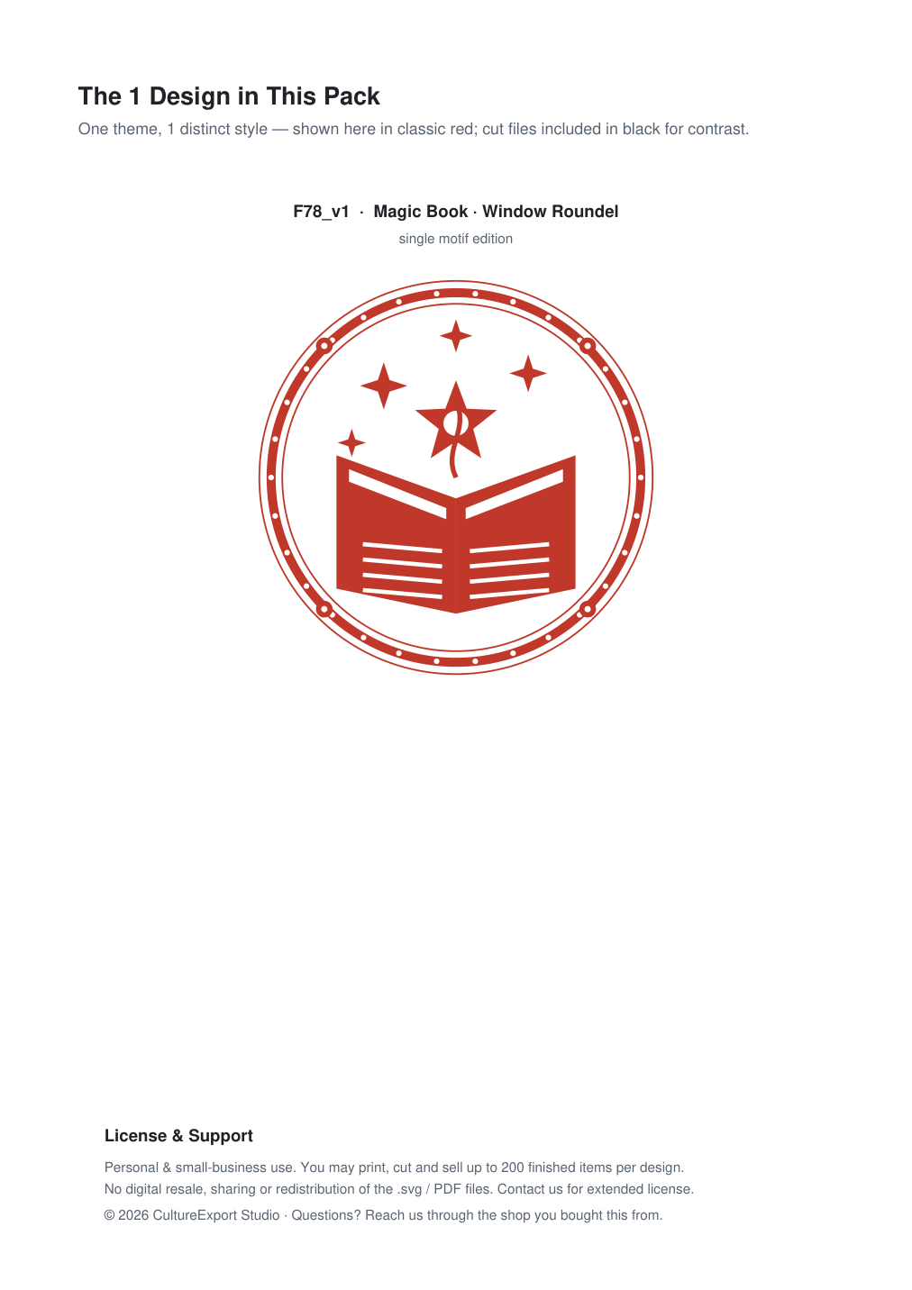 Magic Book Window Roundel Paper Cut - Free SVG + PDF Pack - design