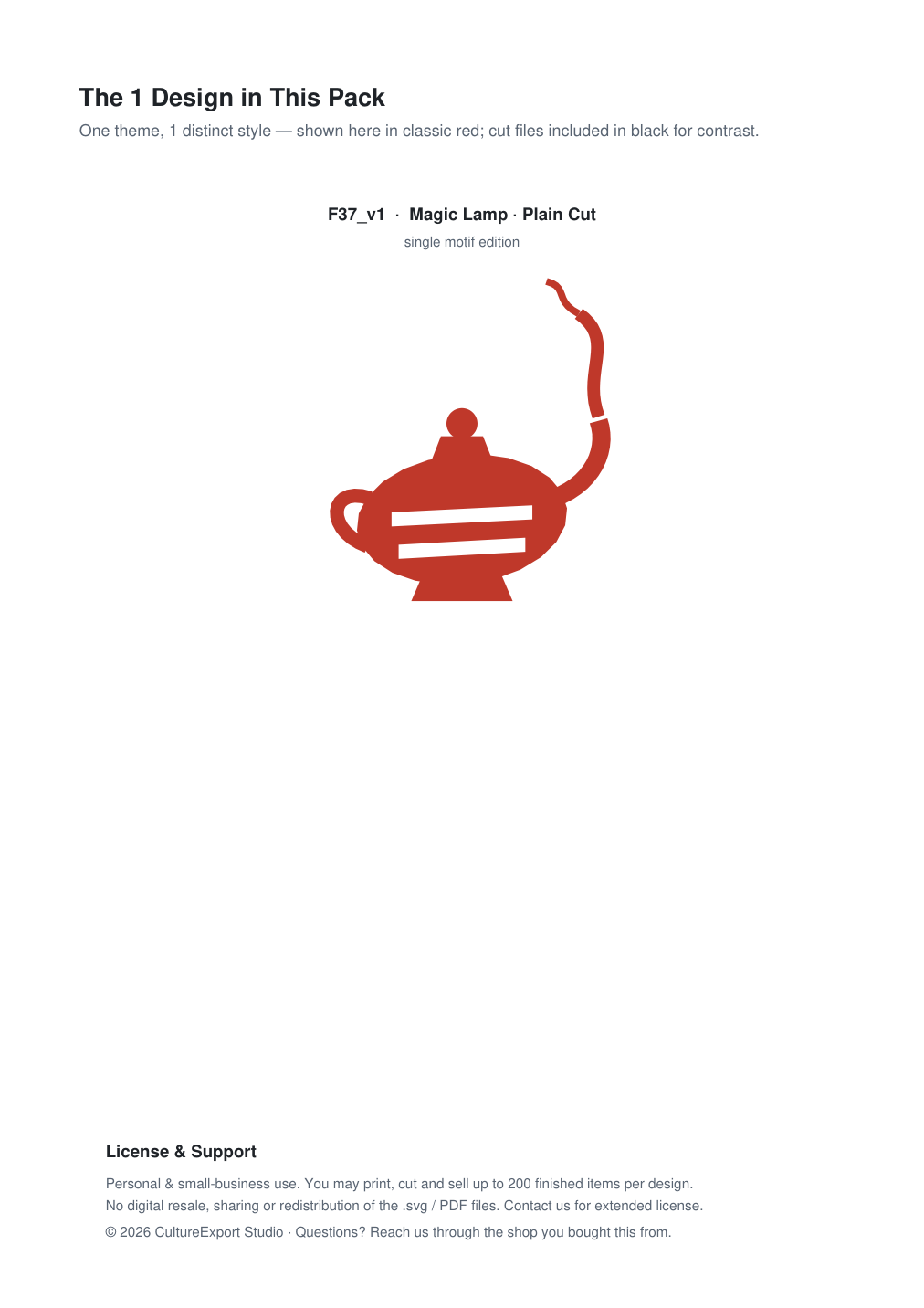 Magic Lamp Paper Cut Template - Free SVG + PDF Pack - design