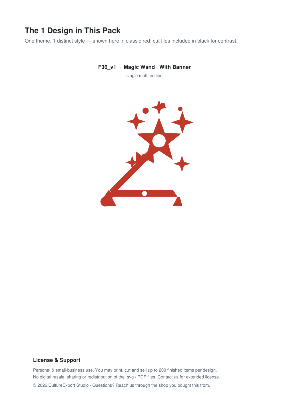 Magic Wand Banner Paper Cut - Free SVG + PDF Pack - design