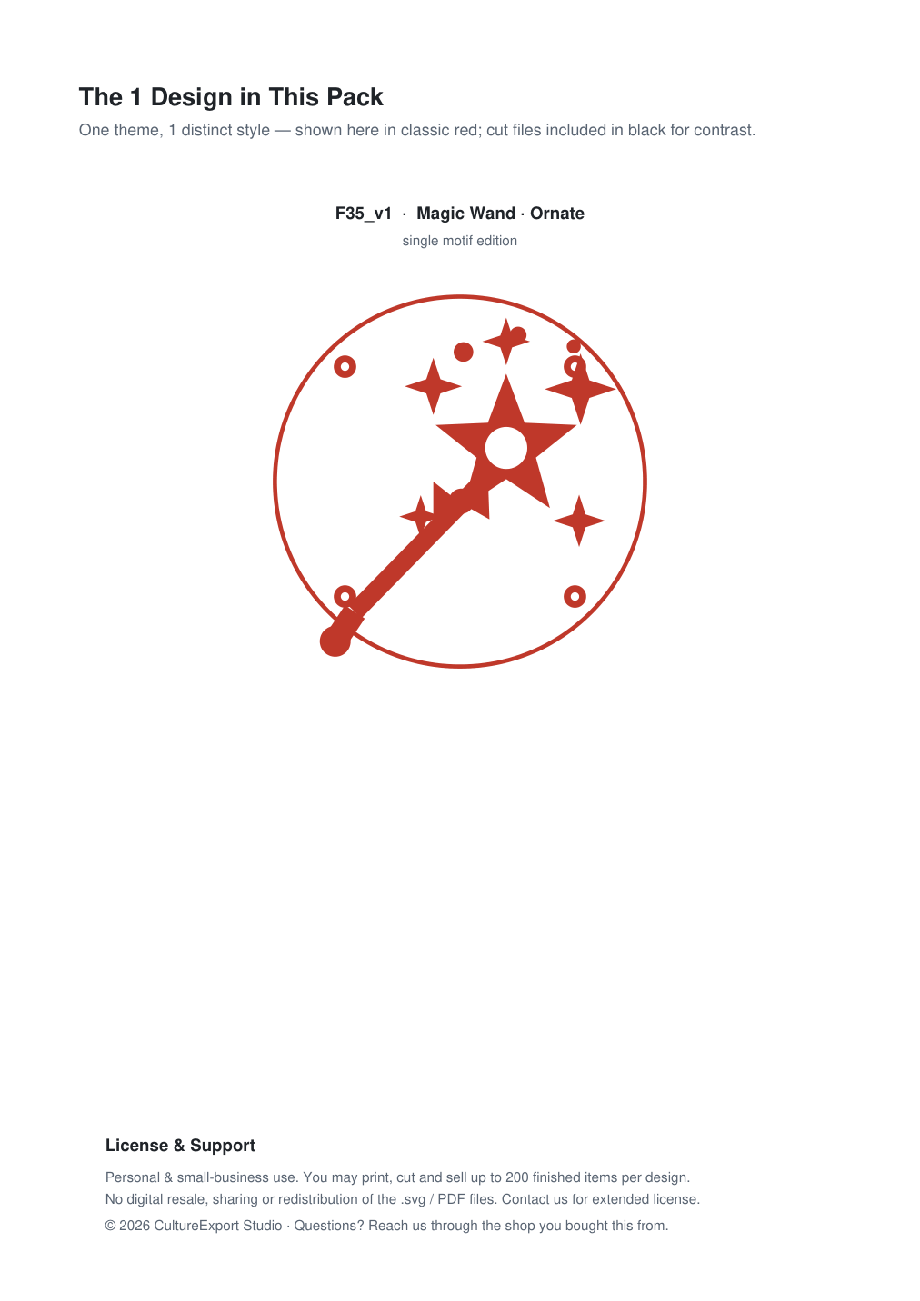 Magic Wand Ornate Paper Cut Panel - Free SVG + PDF Pack - design
