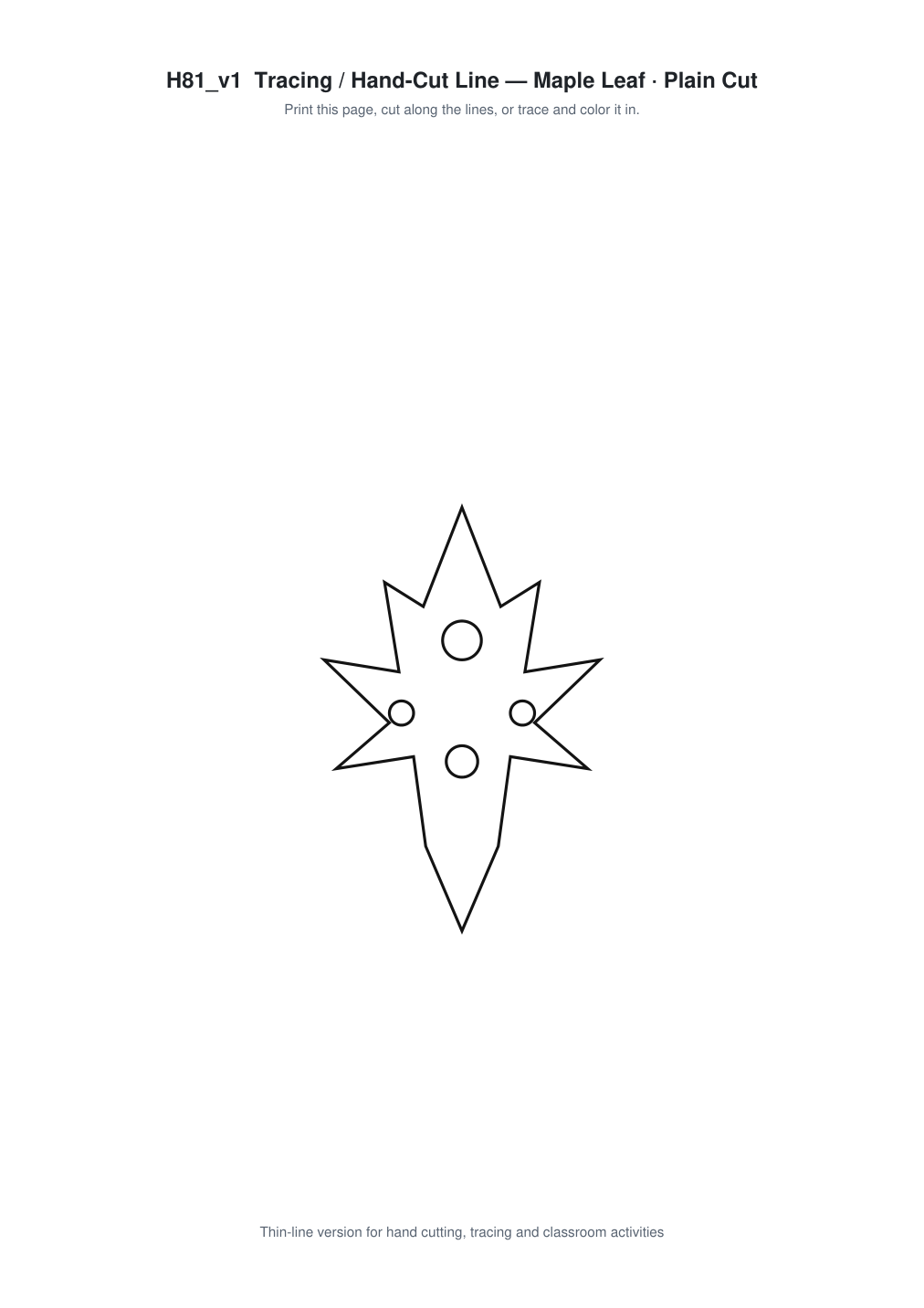 Maple Leaf Paper Cut Template - Free SVG + PDF Pack - line art