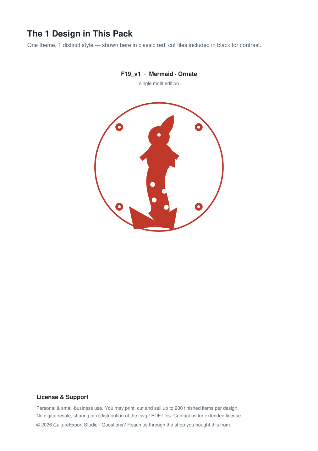 Mermaid Ornate Paper Cut Panel - Free SVG + PDF Pack - design