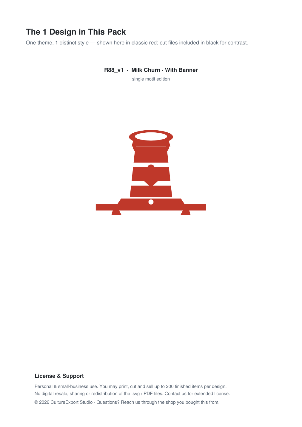 Milk Churn Banner Paper Cut - Free SVG + PDF Pack - design