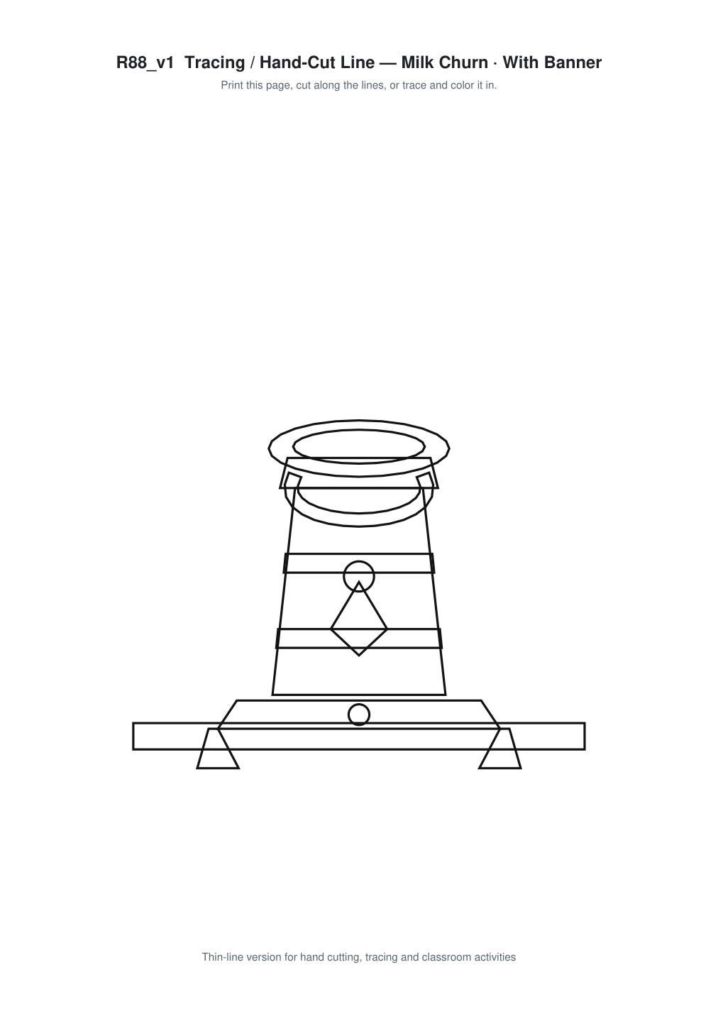 Milk Churn Banner Paper Cut - Free SVG + PDF Pack - line art