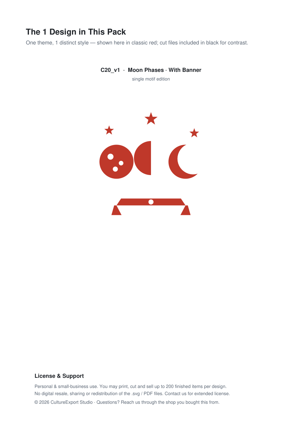 Moon Phases Banner Paper Cut - Free SVG + PDF Pack - design