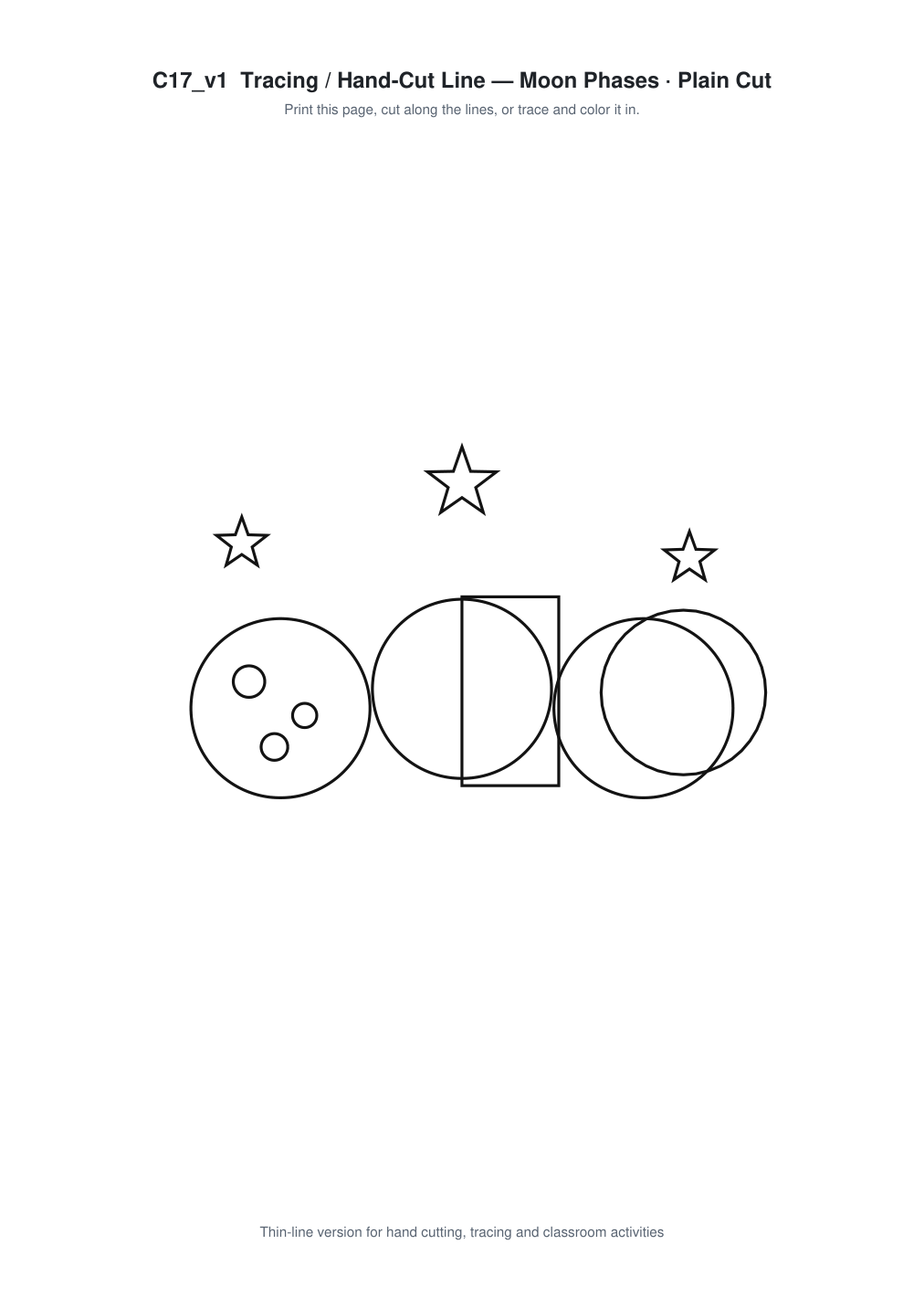 Moon Phases Paper Cut Template - Free SVG + PDF Pack - line art