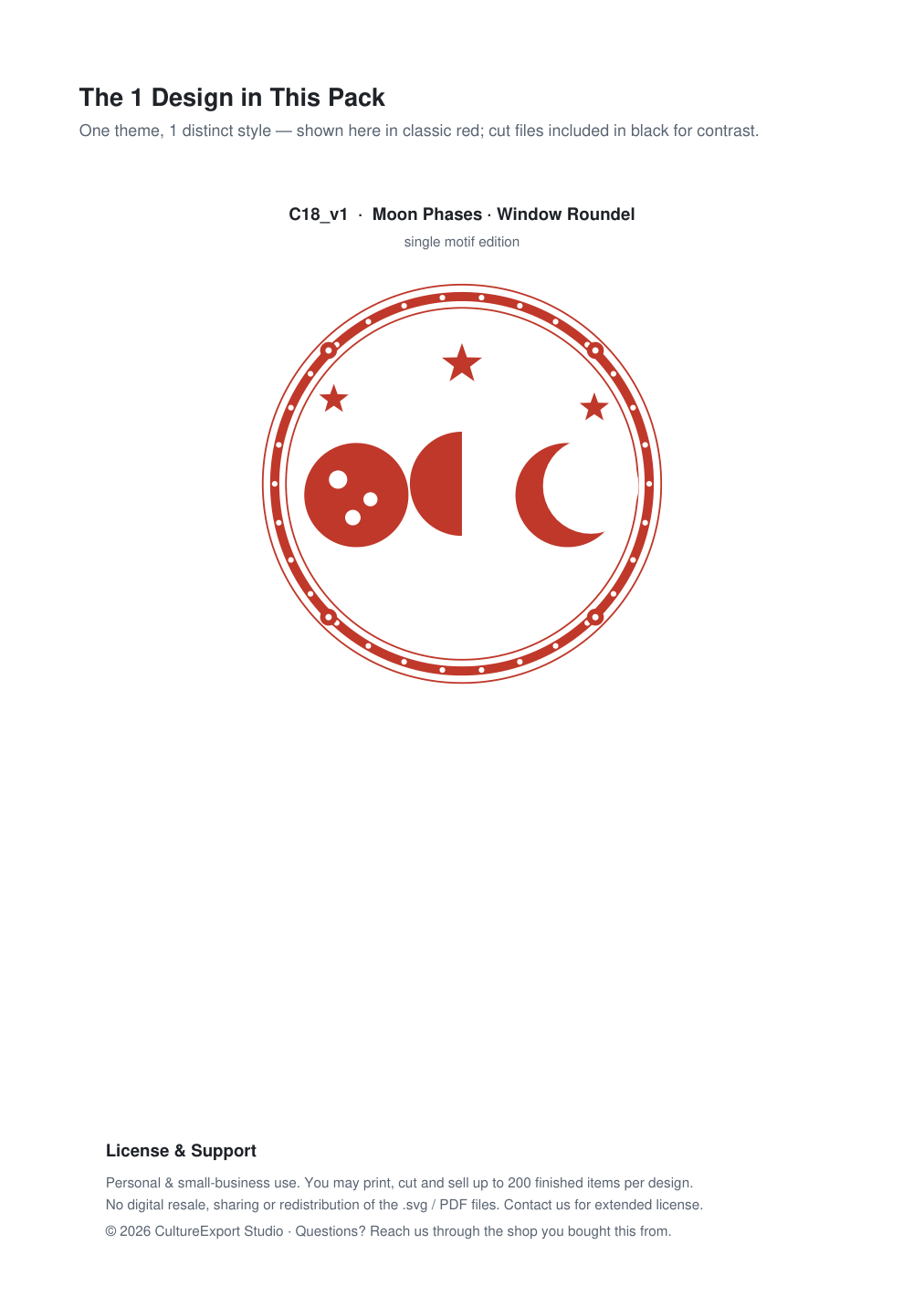 Moon Phases Window Roundel Paper Cut - Free SVG + PDF Pack - design