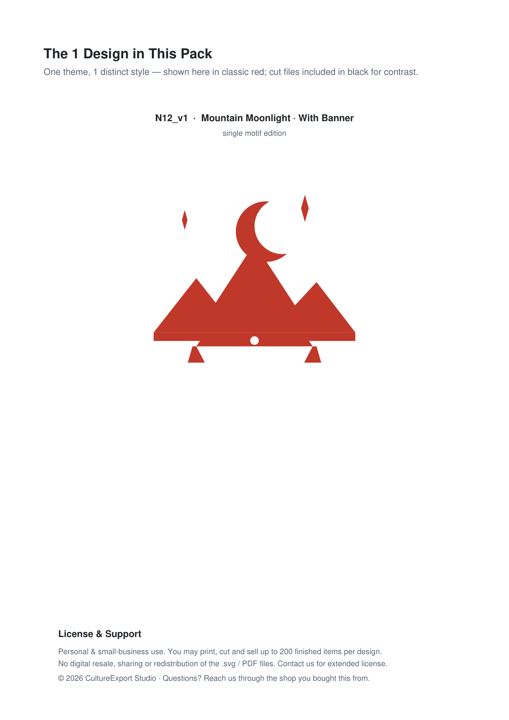 Mountain Moonlight Banner Paper Cut - Free SVG + PDF Pack - design