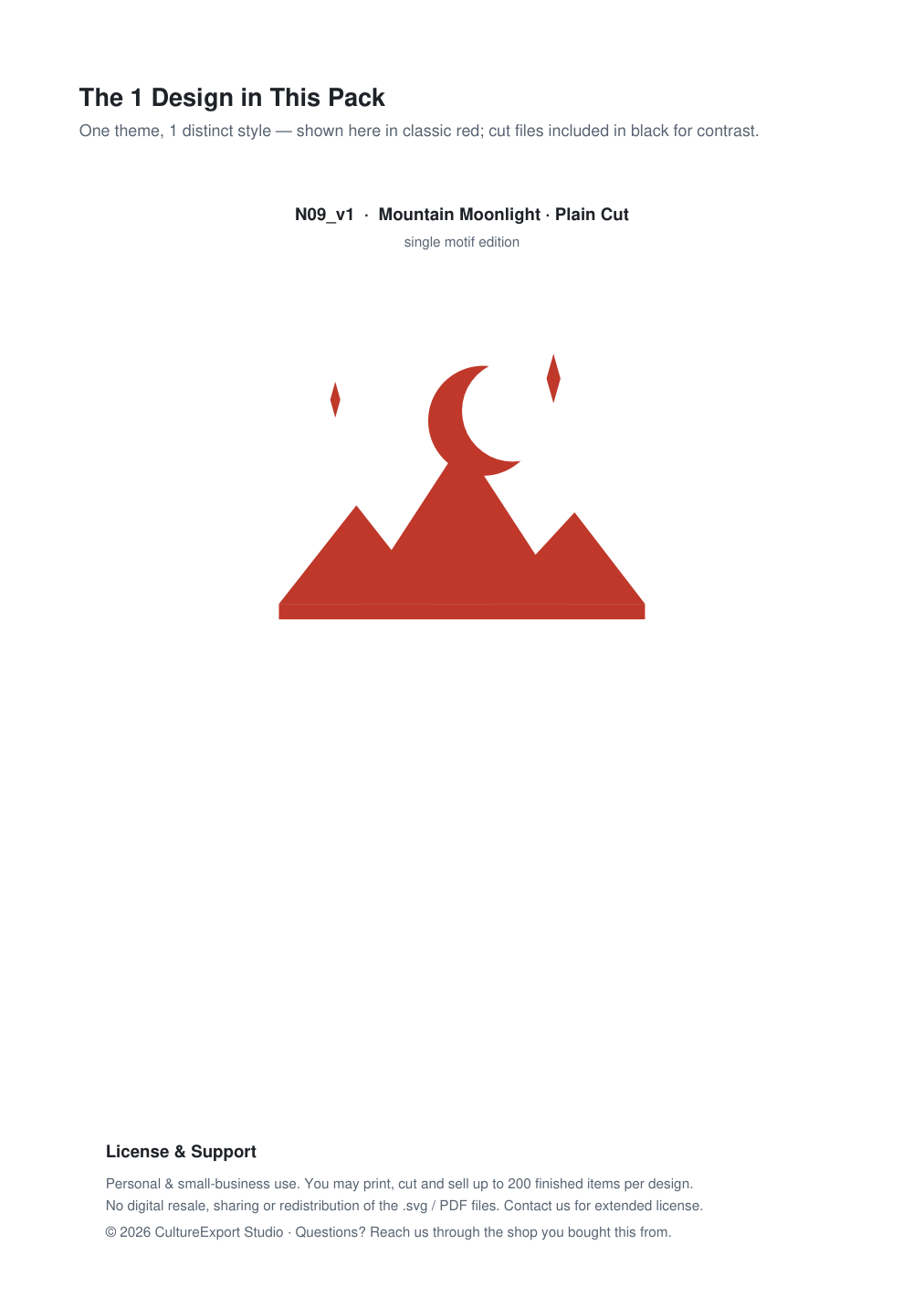Mountain Moonlight Paper Cut Template - Free SVG + PDF Pack - design